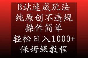 B站速成玩法,纯原创不违规,操作简单,轻松日入1000+,保姆级教程【揭秘】|淘骐网赚资源库