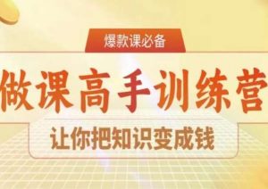 28天做课高手陪跑营,让你把知识变成钱|淘骐网赚资源库