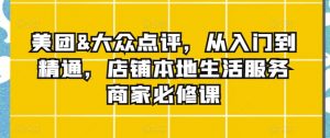美团&大众点评,从入门到精通,店铺本地生活服务商家必修课|淘骐网赚资源库