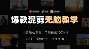 爆款混剪无脑教学，小白轻松掌握，单条播放100W+！秒过中视频任务，日赚700+【揭秘】|淘骐网赚资源库