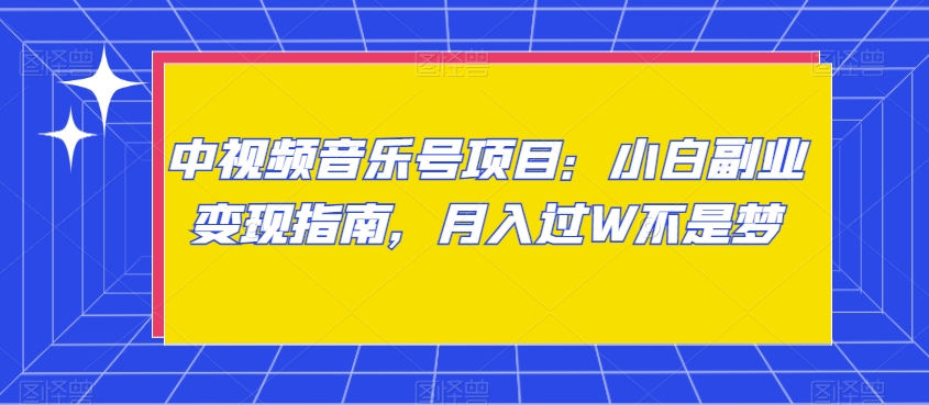 中视频音乐号项目:小白副业变现指南,月入过W不是梦【揭秘】|淘骐网赚资源库