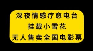深夜情感疗愈电台，挂载小雪花，无人售卖全国电影票【揭秘】|淘骐网赚资源库