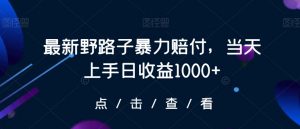 最新野路子暴力赔付,当天上手日收益1000+【仅揭秘】|淘骐网赚资源库