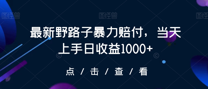 最新野路子暴力赔付，当天上手日收益1000+【仅揭秘】|淘骐网赚资源库