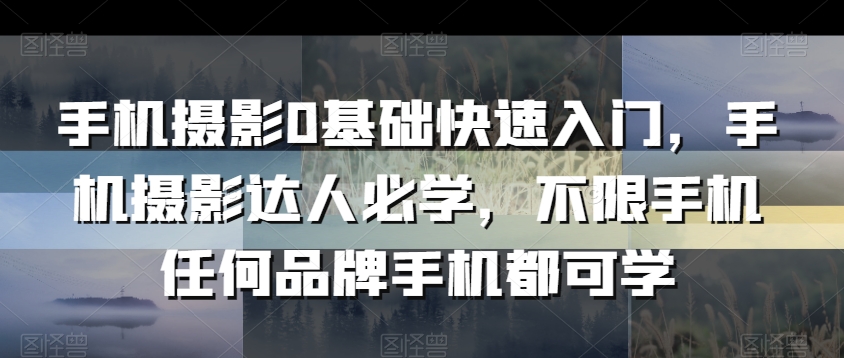 手机摄影0基础快速入门，手机摄影达人必学，不限手机任何品牌手机都可学|第一资源库