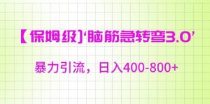保姆级脑筋急转弯3.0,暴力引流,日入400-800+【揭秘】|淘骐网赚资源库