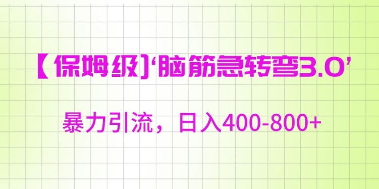 保姆级脑筋急转弯3.0,暴力引流,日入400-800+【揭秘】|淘骐网赚资源库