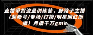 直播带货流量训练营，​野路子主播（起新号/专场/打榜/明星网红助播）月播千万gmv|淘骐网赚资源库