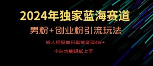2024年独家蓝海赛道，成人用品单日卖货变现4W+，男粉+创业粉引流玩法，不愁搞不到流量【揭秘】|淘骐网赚资源库