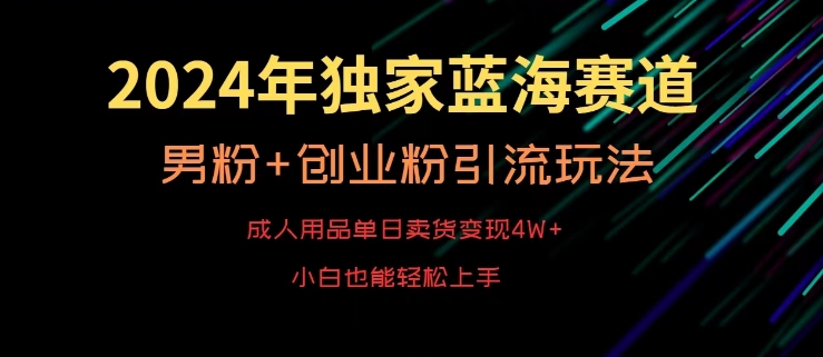 2024年独家蓝海赛道,成人用品单日卖货变现4W+,男粉+创业粉引流玩法,不愁搞不到流量【揭秘】|淘骐网赚资源库