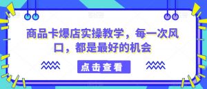 商品卡爆店实操教学,每一次风口,都是最好的机会|淘骐网赚资源库
