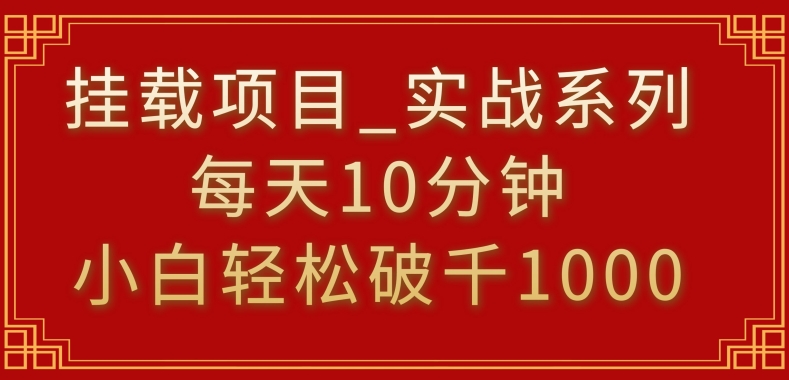 挂载项目,小白轻松破1000,每天10分钟,实战系列保姆级教程【揭秘】|淘骐网赚资源库