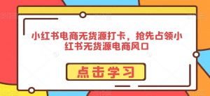 小红书电商无货源打卡,抢先占领小红书无货源电商风口|淘骐网赚资源库