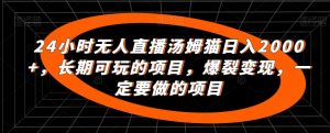 24小时无人直播汤姆猫日入2000+，长期可玩的项目，爆裂变现，一定要做的项目【揭秘】|淘骐网赚资源库