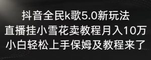 抖音全民k歌5.0新玩法，直播挂小雪花卖教程月入10万，小白轻松上手，保姆及教程来了【揭秘】|淘骐网赚资源库