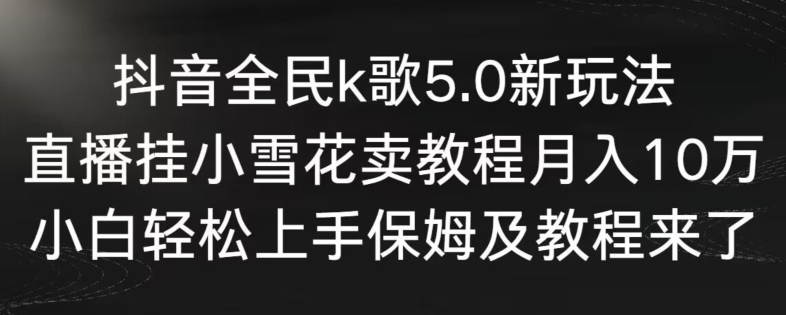 抖音全民k歌5.0新玩法,直播挂小雪花卖教程月入10万,小白轻松上手,保姆及教程来了【揭秘】|淘骐网赚资源库