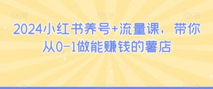 2024小红书养号+流量课，带你从0-1做能赚钱的薯店|淘骐网赚资源库