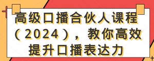 高级口播合伙人课程(2024),教你高效提升口播表达力|淘骐网赚资源库