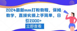 2024最新mm打粉教程，保姆教学，直接实操上手简单，日引2000+【揭秘】|淘骐网赚资源库