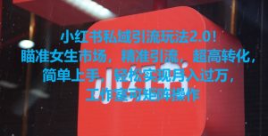 小红书私域引流玩法2.0！瞄准女生市场，精准引流，超高转化，简单上手【揭秘】|淘骐网赚资源库