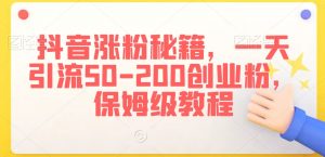 抖音涨粉秘籍,一天引流50-200创业粉,保姆级教程【揭秘】|淘骐网赚资源库