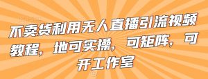 不卖货利用无人直播引流视频教程,地可实操,可矩阵,可开工作室【揭秘】|淘骐网赚资源库