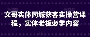 文哥实体同城获客实操营课程,实体老板必学内容|淘骐网赚资源库