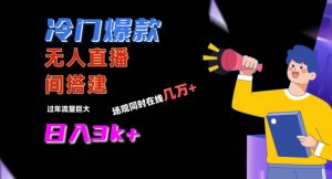 冷门爆款直播间手把手搭建，流量巨大，日入3k+【揭秘】|淘骐网赚资源库