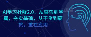 AI学习社群2.0，从菜鸟到学霸，夯实基础，从干货到硬货，重在应用|淘骐网赚资源库