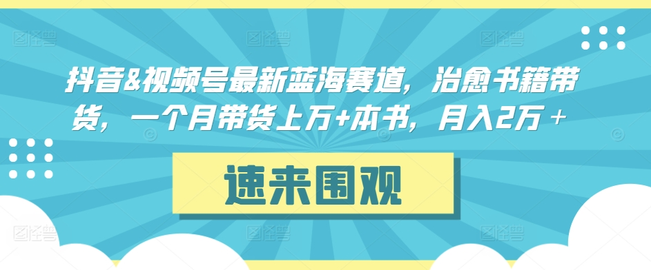 抖音&视频号最新蓝海赛道，治愈书籍带货，一个月带货上万+本书，月入2万＋【揭秘】|淘骐网赚资源库