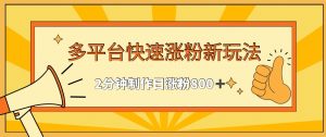 多平台快速涨粉最新玩法，2分钟制作，日涨粉800+【揭秘】|淘骐网赚资源库