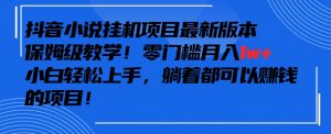 抖音最新小说挂机项目,保姆级教学,零成本月入1w+,小白轻松上手【揭秘】|淘骐网赚资源库