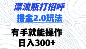 漂流瓶打招呼撸金2.0玩法，有手就能做，日入300+【揭秘】|淘骐网赚资源库