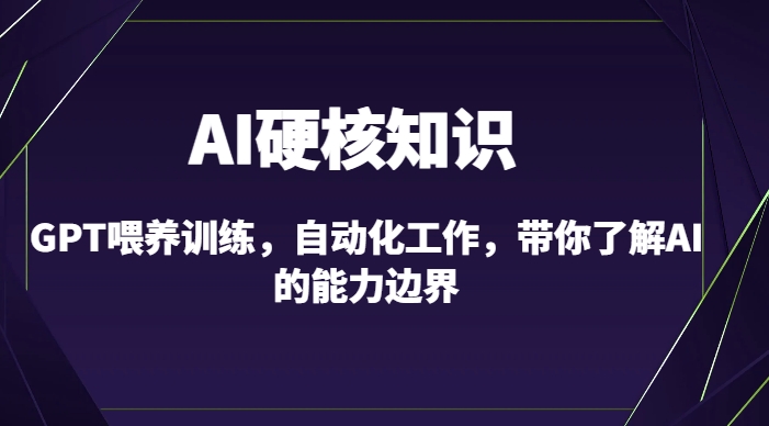 AI硬核知识-GPT喂养训练,自动化工作,带你了解AI的能力边界(10节课)|淘骐网赚资源库
