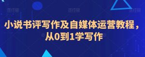 小说书评写作及自媒体运营教程,从0到1学写作|淘骐网赚资源库