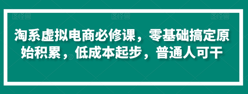 淘系虚拟电商必修课,零基础搞定原始积累,低成本起步,普通人可干|淘骐网赚资源库