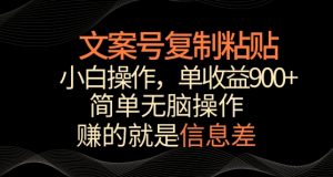 文案号掘金,简单复制粘贴,小白操作,单作品收益900+【揭秘】|淘骐网赚资源库
