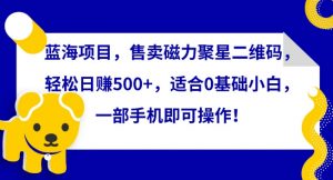 蓝海项目,售卖磁力聚星二维码,轻松日赚500+,适合0基础小白,一部手机即可操作【揭秘】|淘骐网赚资源库