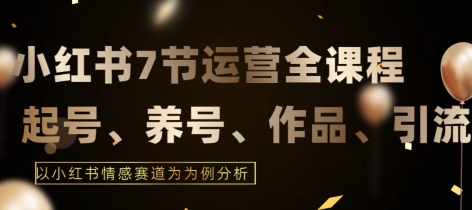 7节小红书运营实战全教程，结合最新情感赛道，打通小红书运营全流程【揭秘】|淘骐网赚资源库