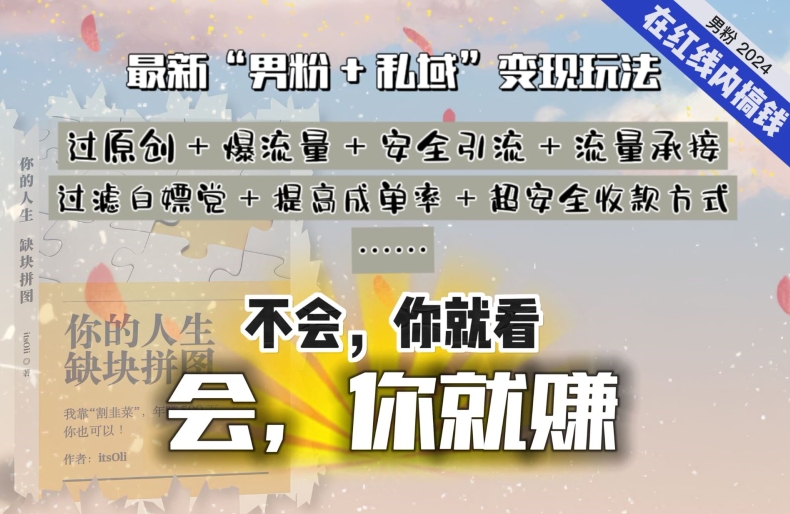 2024,“男粉+私域”还是最耐造、最赚、最轻松、最愉快的变现方式【揭秘】|淘骐网赚资源库