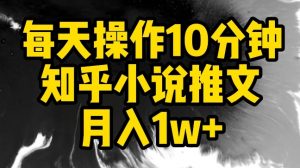 每天操作10分钟,知乎小说推文月入1w+【揭秘】|淘骐网赚资源库