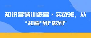 知识营销训练营·实战班,从“知道”到“做到”|淘骐网赚资源库