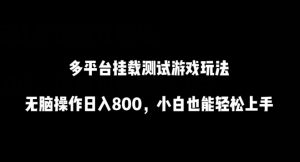 多平台挂载测试游戏玩法，无脑操作日入800，小白也能轻松上手【揭秘】|淘骐网赚资源库