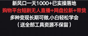 新风口一天1000+已实操落地购物平台短剧无人直播+网盘拉新+带货多种变现长期可做【揭秘】|淘骐网赚资源库