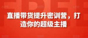 直播带货提升密训营，打造你的超级主播|淘骐网赚资源库