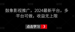 鼓象影视推广，2024最新平台，多平台可做，收益无上限【揭秘】|淘骐网赚资源库