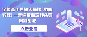 全能高手剪辑实操课(剪映教程)一套课带你玩转从剪辑到创收|淘骐网赚资源库
