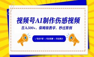 视频号AI制作伤感视频，日入500+，保姆级教学【揭秘】|淘骐网赚资源库