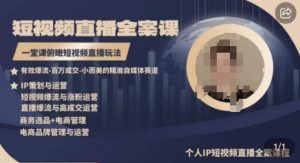 高品质IP短视频直播全案课程，一堂课俯瞰短视频直播玩法|淘骐网赚资源库