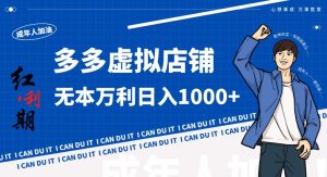 拼多多超神玩法!虚拟店铺无本入局日收1000+,不需要发货,不需要售后【揭秘】|淘骐网赚资源库
